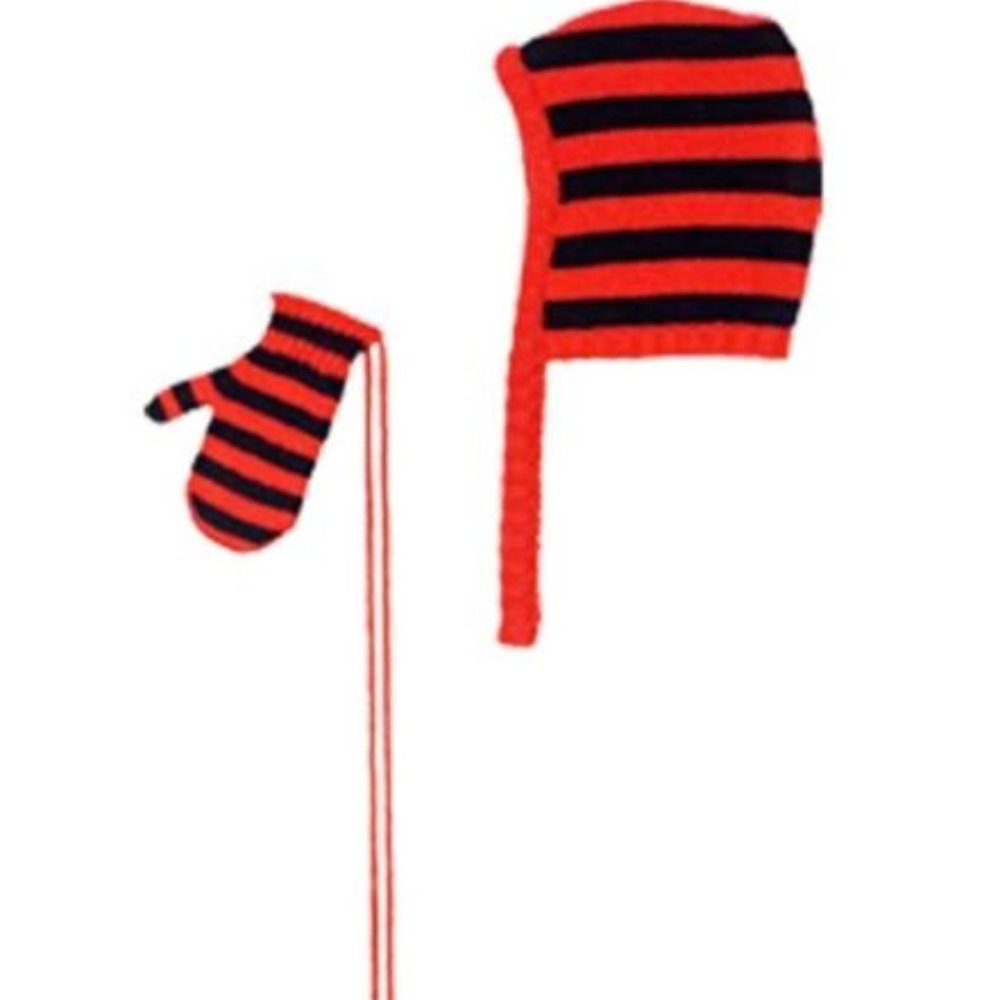 200€ MARNI KIDS Navy Red STRIPE Winter HAT & MITTENS Wool Cashmere MADE IN ITALY